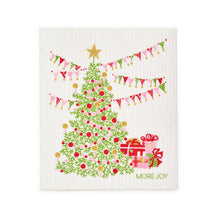 Load image into Gallery viewer, Festive Christmas Tree Swedish Dishcloth | Red, Green &amp; Pink