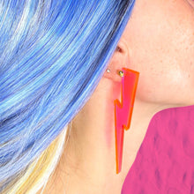 Load image into Gallery viewer, Chunky Lightning Bolt Earrings in Clear Pink