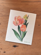 Load image into Gallery viewer, Tulips Swedish Dishcloth | Pink, Coral &amp; Green