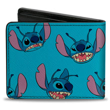 Load image into Gallery viewer, Bi-Fold Wallet - Lilo and Stitch Stitch Expressions Scattered Blue by Buckle-Down