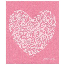Load image into Gallery viewer, White Heart on Pink Swedish Dishcloth