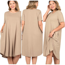 Load image into Gallery viewer, PLUS Short Sleeve Pocket Dress - Ash Rose