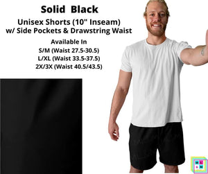 Solid Black Unisex Shorts